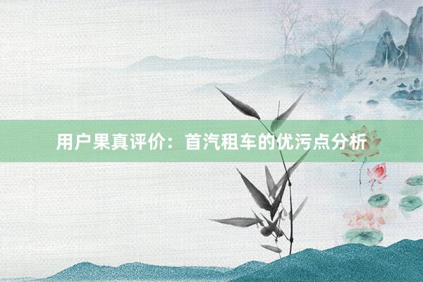 用户果真评价：首汽租车的优污点分析